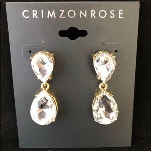 New statement earrings clear crystal pierced